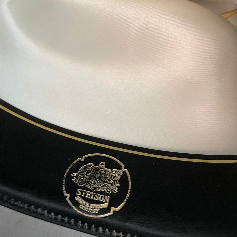 Stetson 10X Silver Belly Fur Felt Cowboy Hat 7 1/4 Long Oval Western - Picture 4 of 10